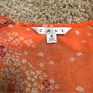 Cabi Womens Merrow Edge Top Size Small Orange Floral Sleeveless Pullover 268 thumbnail 5