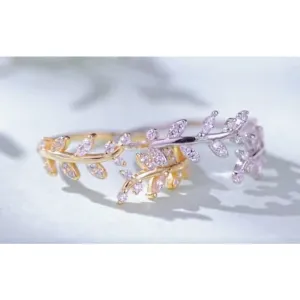 Boutique Sparkly 5a Cz‎ Leaf Ring | White Gold Plated Sterling Silver thumbnail 12