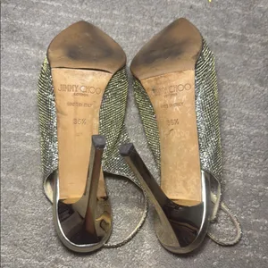 Jimmy Choo Gold Slingback Heels thumbnail 8