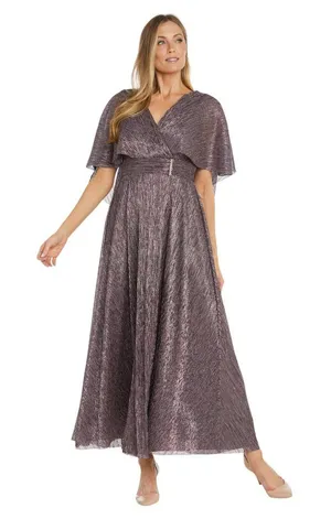 NWT R & M Richards Embellished Pleated Caplet Overlay Maxi Dress Purple Wine 6 thumbnail 1