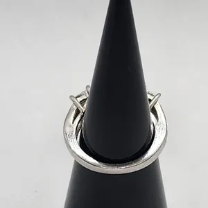 Sterling Silver Round Cubic Zirconia Halo Art Deco Ring (5) thumbnail 9