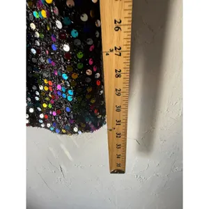 Bear Dance NWT Sparkly Sequin Mini Dress Spaghetti‎ Straps Blk Rainbow Party Clubwear Disco thumbnail 10