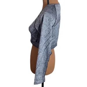 Gymshark hyper-amplify seamless long sleeve crop top in black marl size L thumbnail 4
