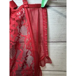 Victoria's Secret Vintage Corset Garter Bustier 36C Lace Gold Label Red Festival thumbnail 5