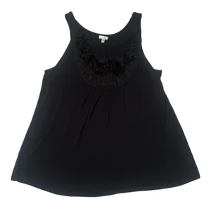 XL TANK TOP. Black on black floral design. thumbnail 1