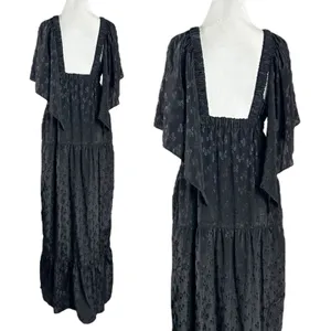 Free People Ethereal Witchy Fairy Cha Cha Maxi Dress Black Medium Bohemian Goth thumbnail 8