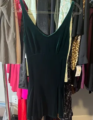 “Vintage” Victoria’s Secret emerald green velvet mini dress thumbnail 1