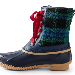 Lands' End NWT Insulated Sherpa Fleece Lined Duck Boots Evergreen Blackwatch Plaid thumbnail 3