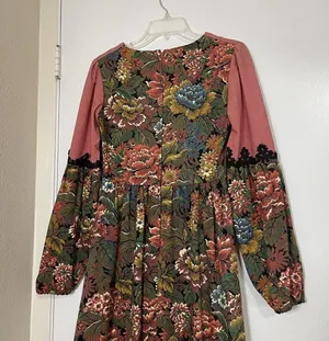Gunne Sax Rare Vintage 1969 black label renaissance Tapestry Floral red dress thumbnail 9