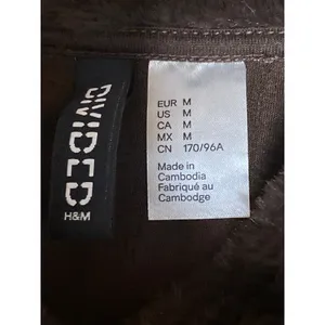 H&M Women's Brown Ribbed Knit Faux Fur Full Zip Cardigan Sweater Top Size M thumbnail 5