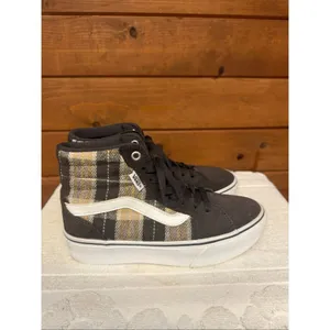 Vans Womans Filmore Hi Platform high-top sneakers brown plaid mix Sz 6.5 thumbnail 2