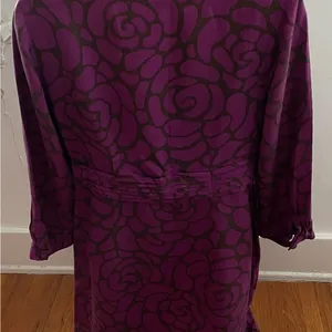 Boden purple black floral geometric print V-neck shift mini dress, size 6 preppy thumbnail 11