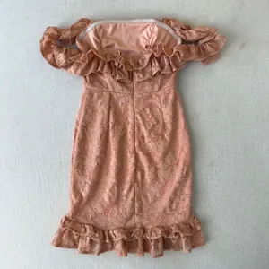 Hello Molly Lace Mini Dress Womens Size 4 Peach Coral Ruffle Off Shoulder Floral thumbnail 9