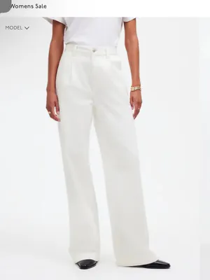 Madewell The Harlow White Wide-Leg Pants Size 30 thumbnail 2
