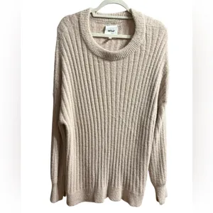 Aerie‎ Small Light Pink Long Sleeve Oversized Ribbed Fuzzy Soft Womens Sweater thumbnail 6