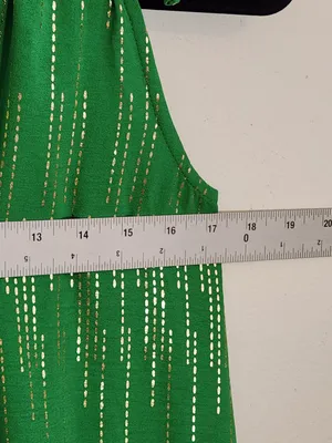 Signature by Robbie Bee Sleeveless Green and Gold Ruffle Mini Dress Size Small thumbnail 6