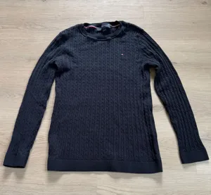 Tommy Hilfiger Navy Cable-knit Crewneck Sweater thumbnail 1