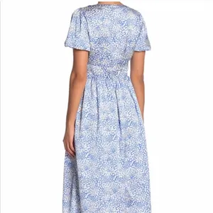 Abound Women's‎ Blue Floral Print Short Sleeve Midi Dress Summer Size Small thumbnail 3