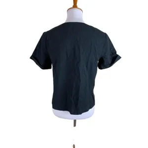 Giordano Black Short Sleeve Split Neck Blouse Top Relaxed‎ Fit 2 thumbnail 2