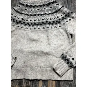 LL Bean Fair Isle PET 100% LambsWool Zip Up Sweater Jacket Nordic‎ Size Small thumbnail 8