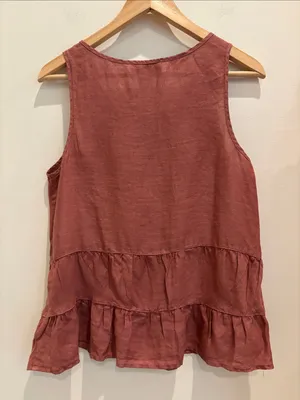 Cynthia Rowley Sleeveless Blouse 100% Linen Rose Size Small thumbnail 2