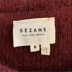 Sézane Sweater Small Maroon Mohair Alpaca Blend Bow Shoulder thumbnail 7