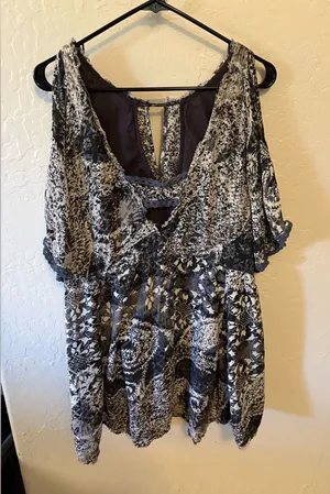 Free People Romper dress with liner. Medium. Blue pattern. Preloved great. thumbnail 1