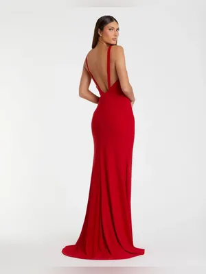 MAC DUGGAL Plunge Neck High Slit Gown Size 4 thumbnail 3