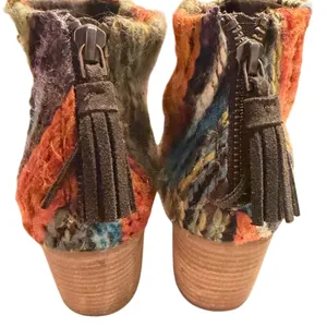 TOMS Women's Ankle Boots Size 10W Suede Multicolor‎ Woven Cuff thumbnail 5