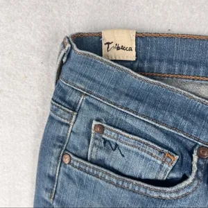 Manhattan Blues‎ Tribeca Distressed Denim Bootcut Jean Blue Size 8 thumbnail 5