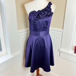 The Limited Purple One Shoulder Rosette Satin Cocktail Dress Size 6 thumbnail 8