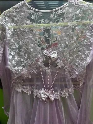 Embroidered Sheer Lace Robe in Light Lavender - Elegant Layering M thumbnail 3