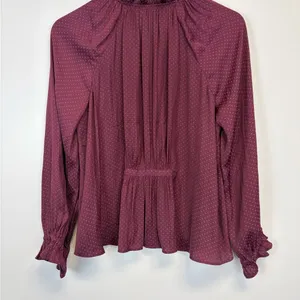 Madewell Burgundy Ruffled Blouse thumbnail 8