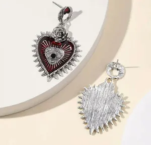 Gothic Punk Love Blood Silver/Red Color Eye Rose Dangle Alloy Drop Earrings thumbnail 8