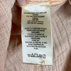 Anthropologie Orange Peach Cotton Gauze Bib-Front Popover Long Sleeve Shirt S thumbnail 6