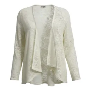 Vintage Boho Lace Cardigan Sz Med Ivory Sheer Floral Cottagecore Fairy Whimsy thumbnail 1