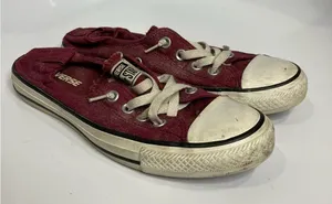 Converse sneakers with elastic back maroon‎ with silver size 6 thumbnail 1
