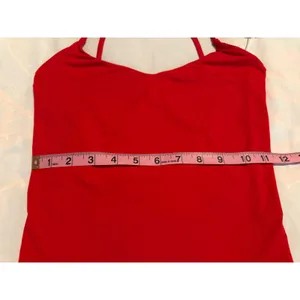 Qinsen Red Strappy Open Back Camisole Top XS V-Neck Stretch Tank NWT thumbnail 5