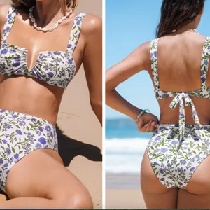 CUPSHE Soulful Spring Square Neck Bandeau Top & Bottoms Set Size Medium FLoral thumbnail 2
