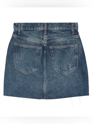 Reformation Nina Denim Mini Skirt High Rise Frayed Hem Blue Wash Womens 25 EUC thumbnail 2