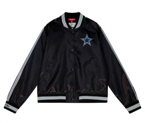 NWT NFL Mitchell & Ness Throwback Dallas cowboys satin varsity jacket black M thumbnail 13