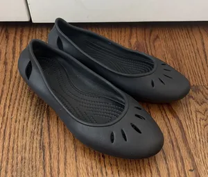 CROCS Womens Kelli Ballet Flat Size 8 Black Rubber Slip On Shoe Casual Cutouts thumbnail 1