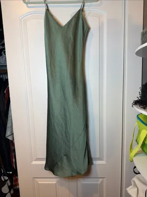 Aritzia Wilfred Satin Slip Midi Dress - Sage Green new with tags thumbnail 3
