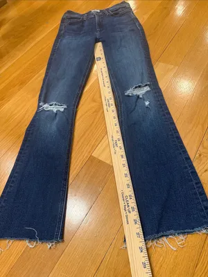Mother The runaway fray precious heirloom distressed skinny flare jeans size 24. thumbnail 2