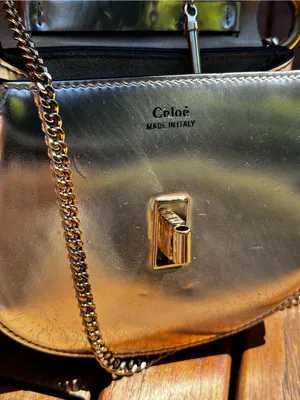 Chloé Drew Micro Metallic Silver Leather Crossbody Bag Gold Hardware Italy thumbnail 10
