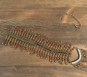 Gold tone faceted bead Y drop tassel necklace thumbnail 2
