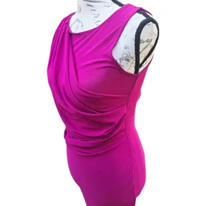 River Island Magenta Ruched Asymmetrical Neck‎ Sleeveless Sheath Dress Size 8 thumbnail 3
