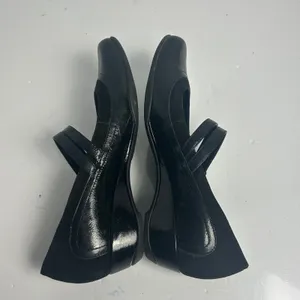 Clarks Artisan Black Leather Double Strap Mary Jane Wedge Pumps 87415 9M thumbnail 9