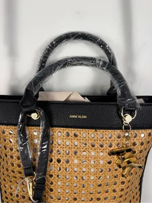 New Anne Klein Raffia Bucket Bag And Clutch Black Crossbody Shoulder Purse thumbnail 3