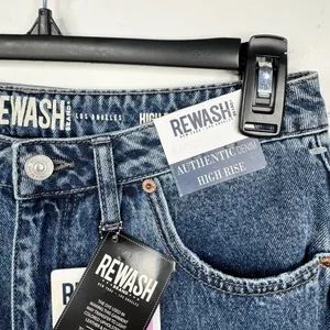 Rewash High Rise Pleated Bermuda Denim Cut-Off Shorts Size 28 Blue Medium Wash thumbnail 4